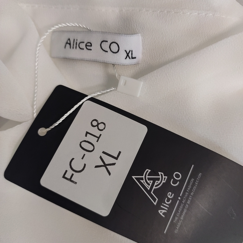 Alice Co Womens Top Blouse Shirt white Chiffon Sleeveless Lined Size X-Large NWT - Picture 8 of 9